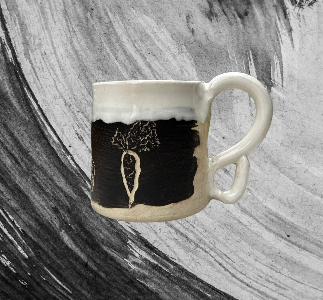 Handmade Black and White Bunny Mug