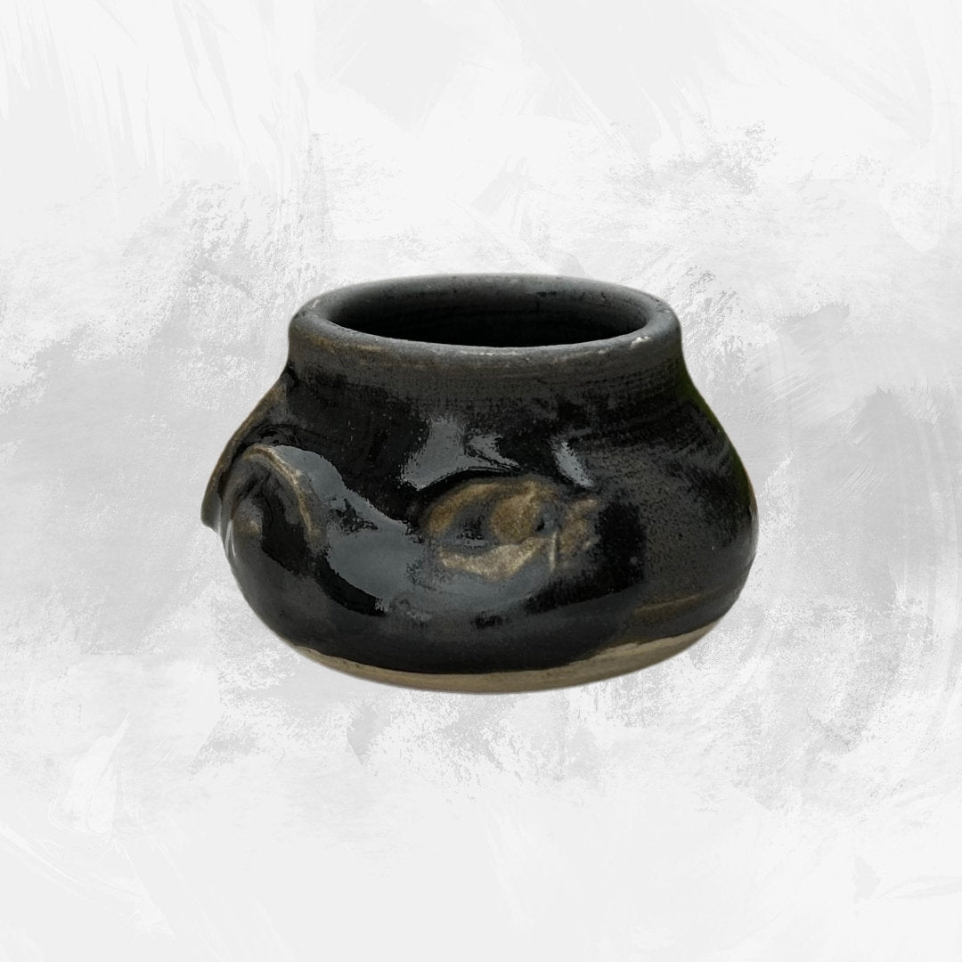 Ancient Pottery Espresso Cup Face Pottery Black