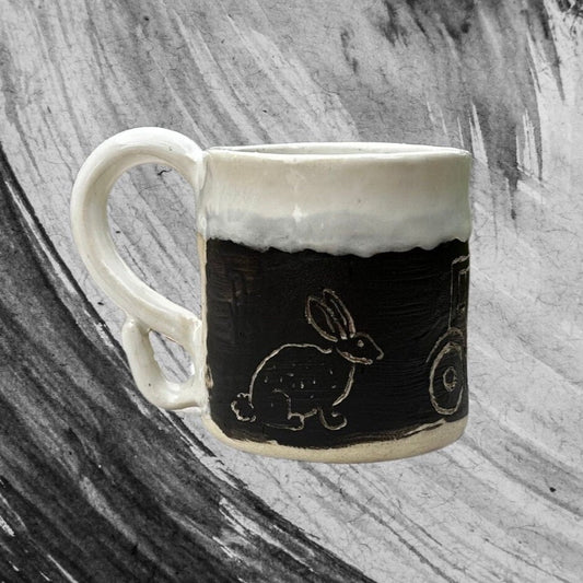 Handmade Black and White Bunny Mug