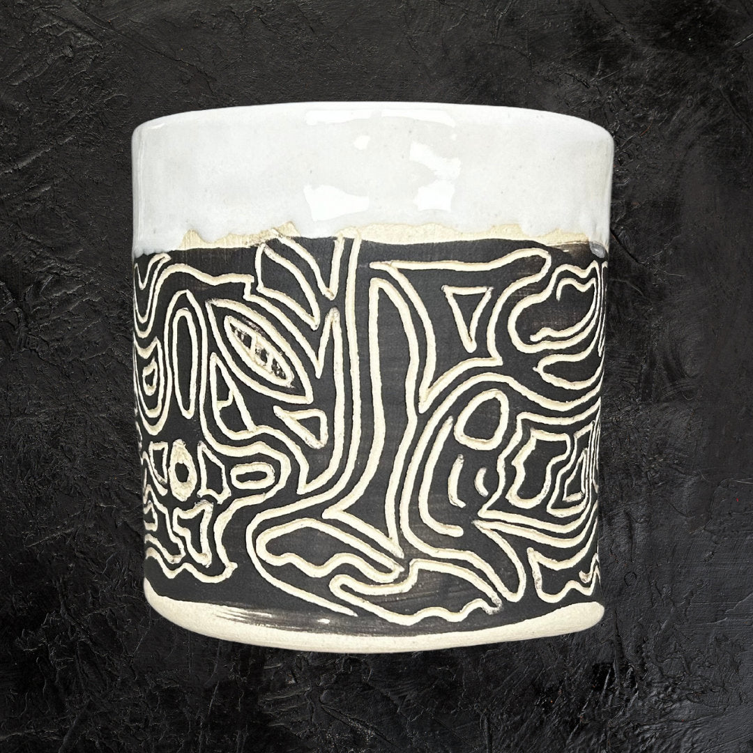 Abstract Ceramic Mug Black and White Design