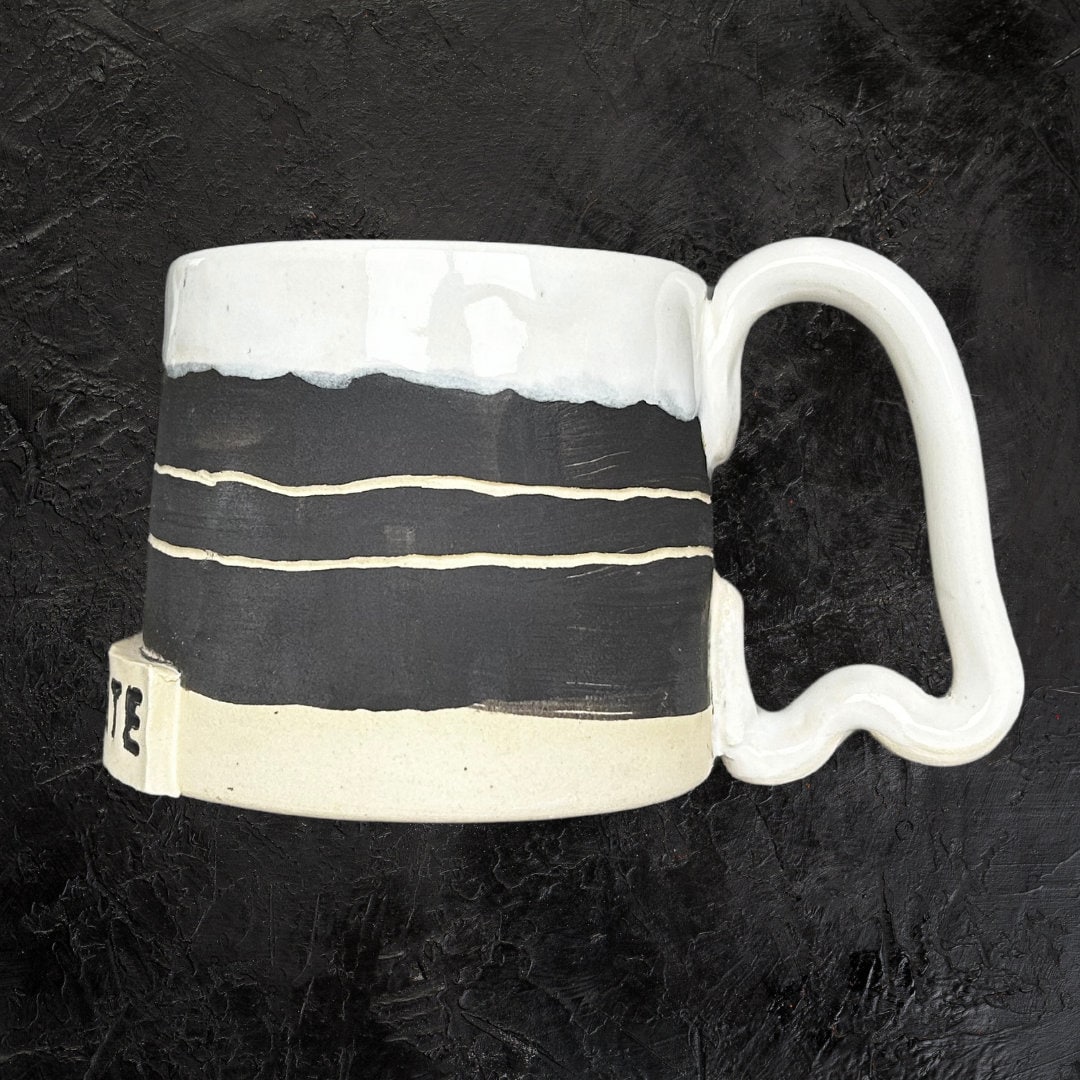 Wiener Dog Mug Black and White Ceramic Handmade Mug