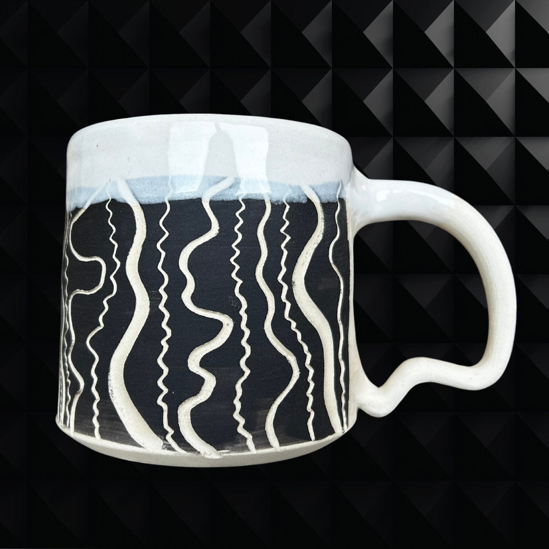 Handmade Ceramic Black and White Squiggle Mug