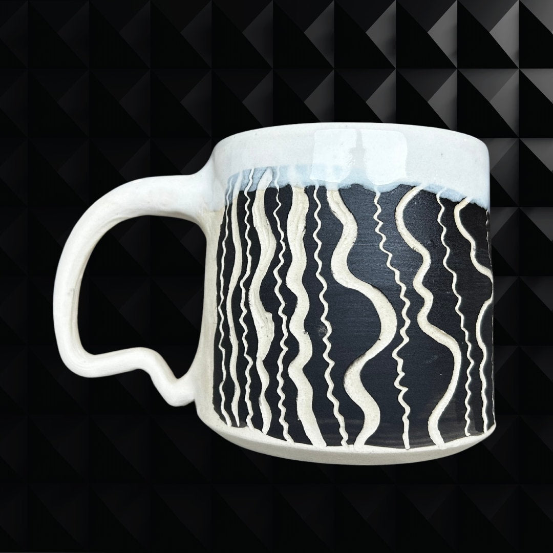 Handmade Ceramic Black and White Squiggle Mug