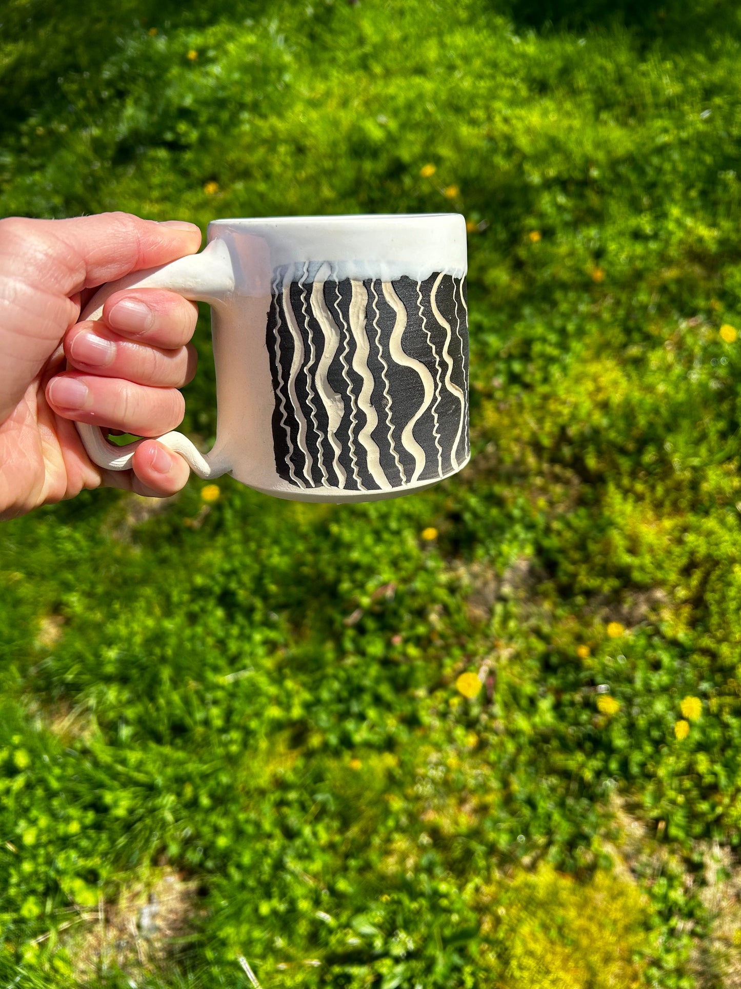 Handmade Ceramic Black and White Squiggle Mug