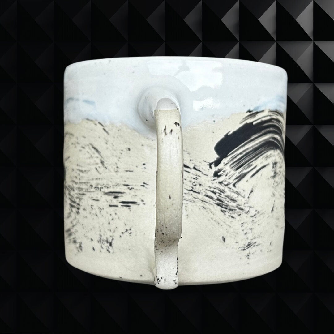 Handmade Ceramic Brush Stroke Black and White Mug