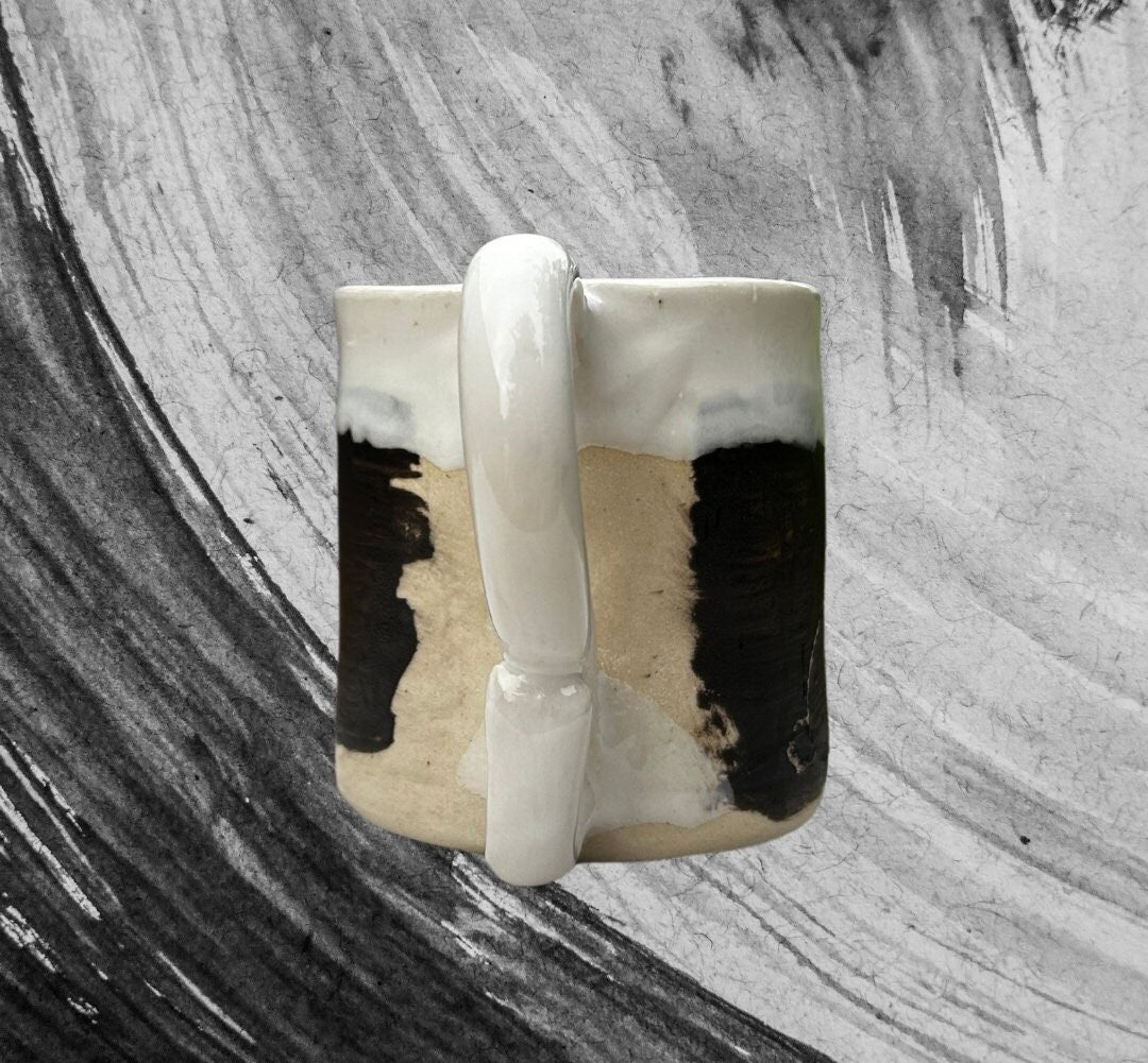 Handmade Black and White Bunny Mug