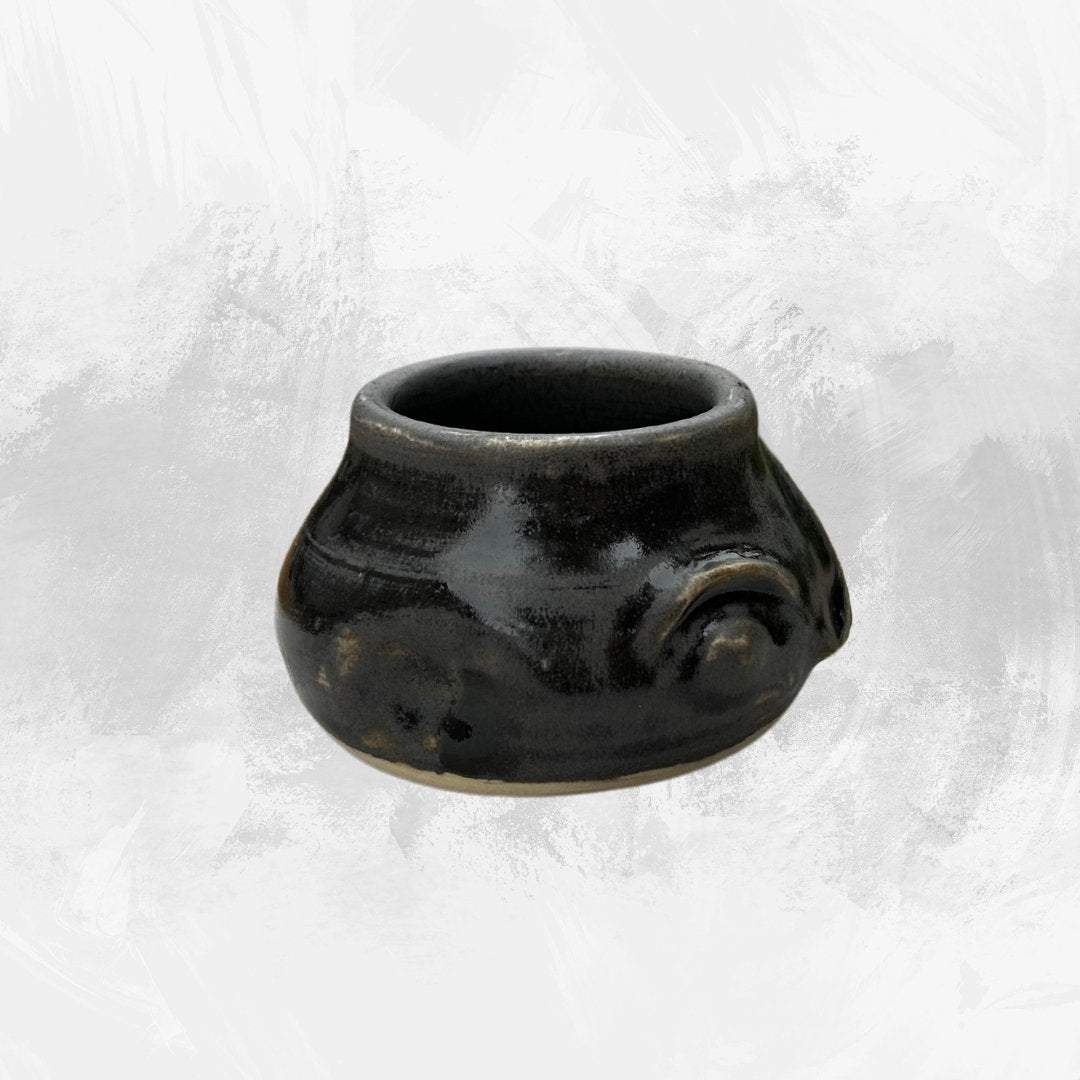 Ancient Pottery Espresso Cup Face Pottery Black