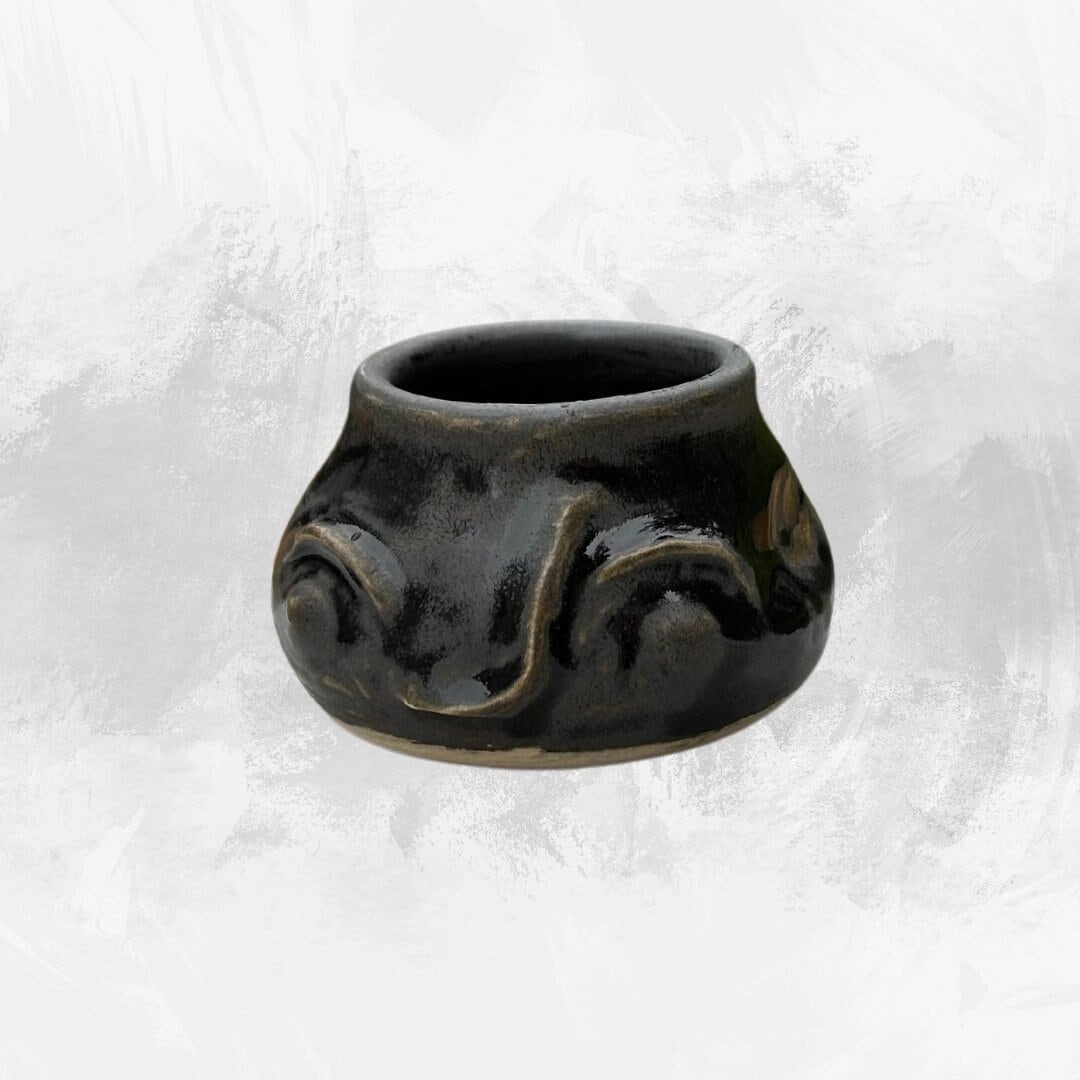 Ancient Pottery Espresso Cup Face Pottery Black