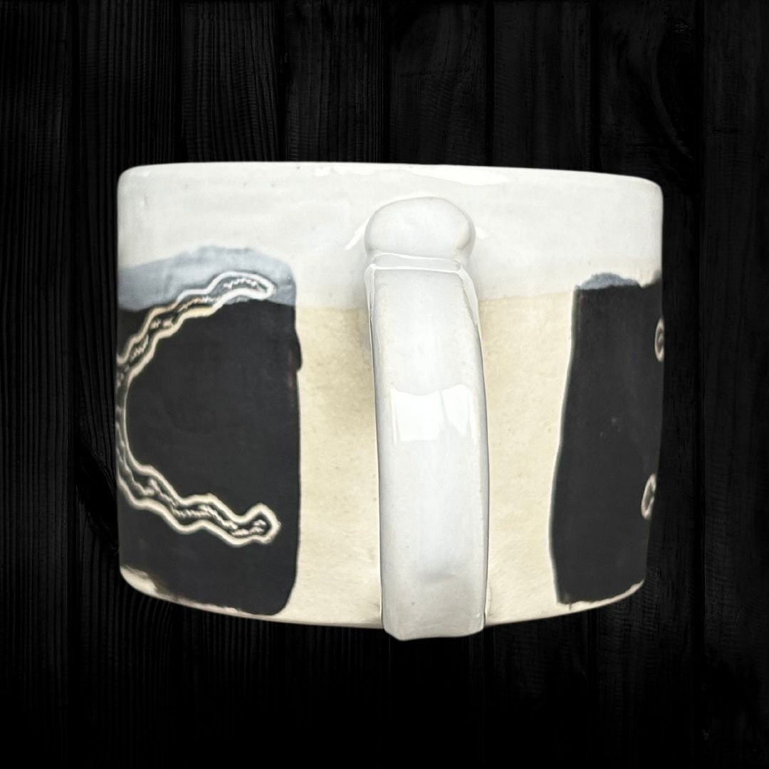 Abstract Animal Mug Handmade Black and White Ceramic Mug