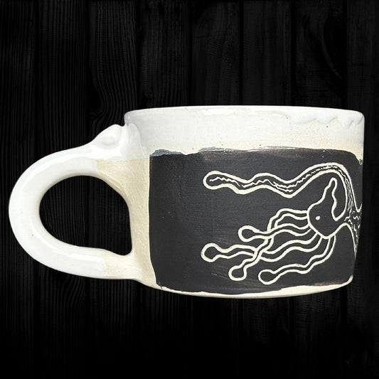 Abstract Animal Mug Handmade Black and White Ceramic Mug