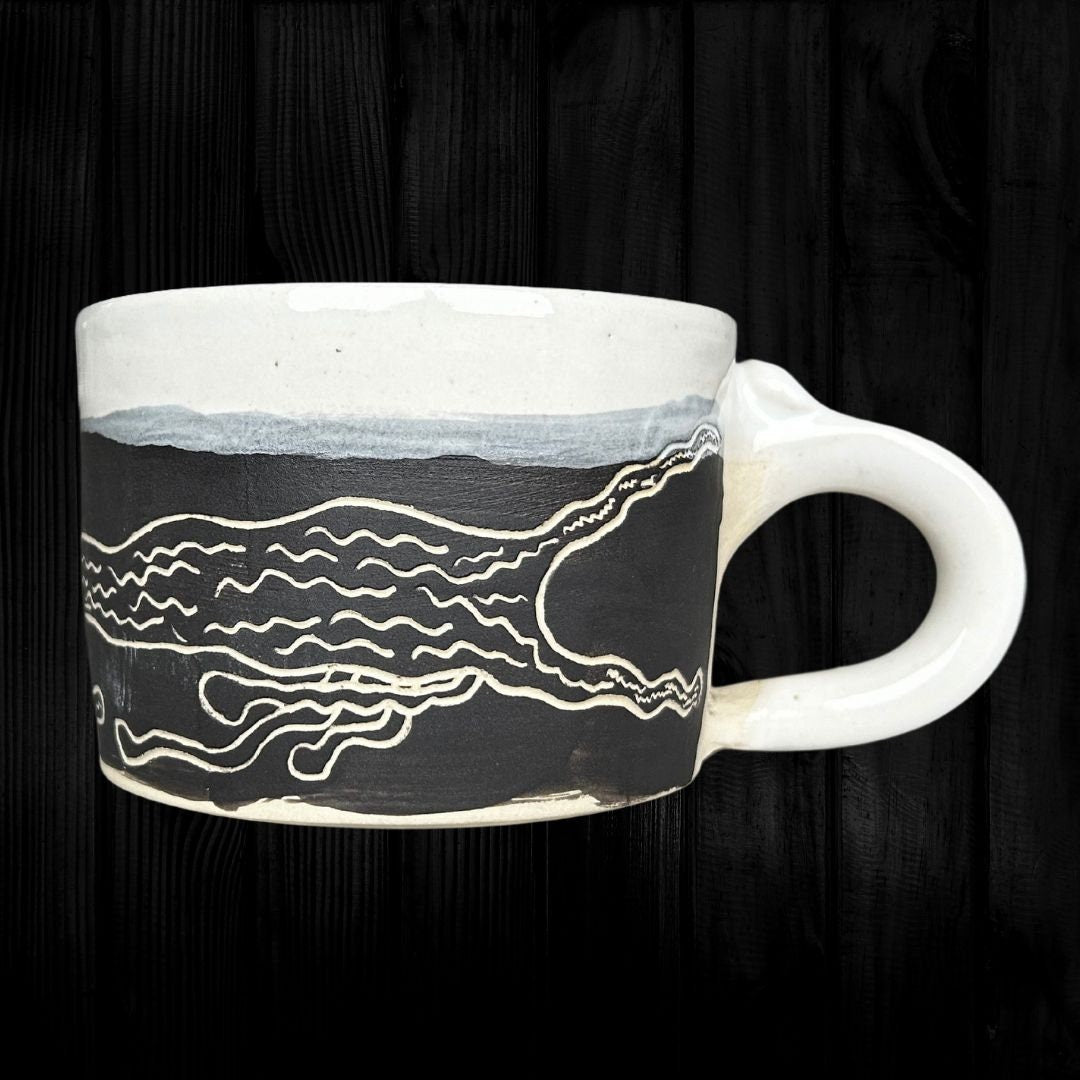 Abstract Animal Mug Handmade Black and White Ceramic Mug