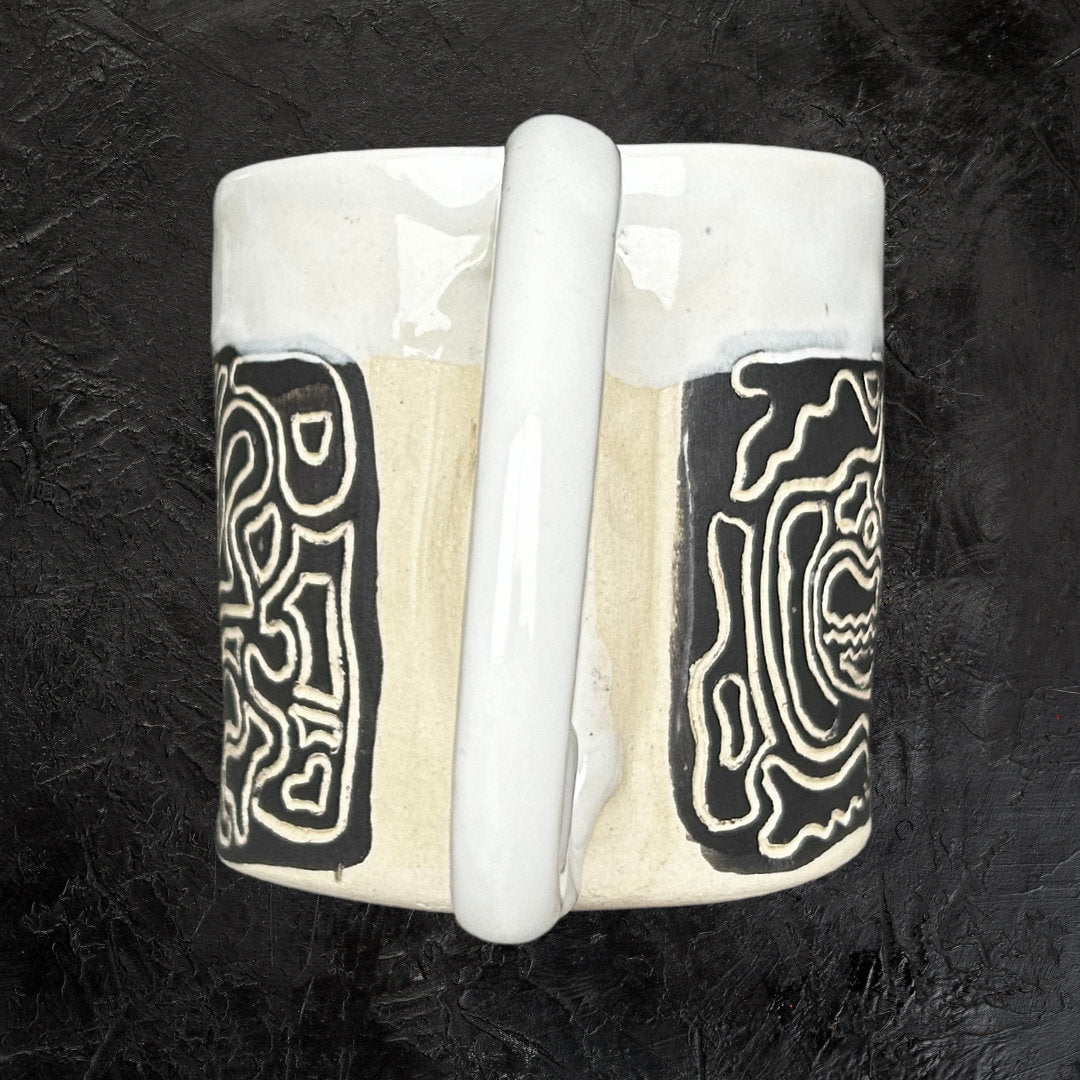 Abstract Ceramic Mug Black and White Design