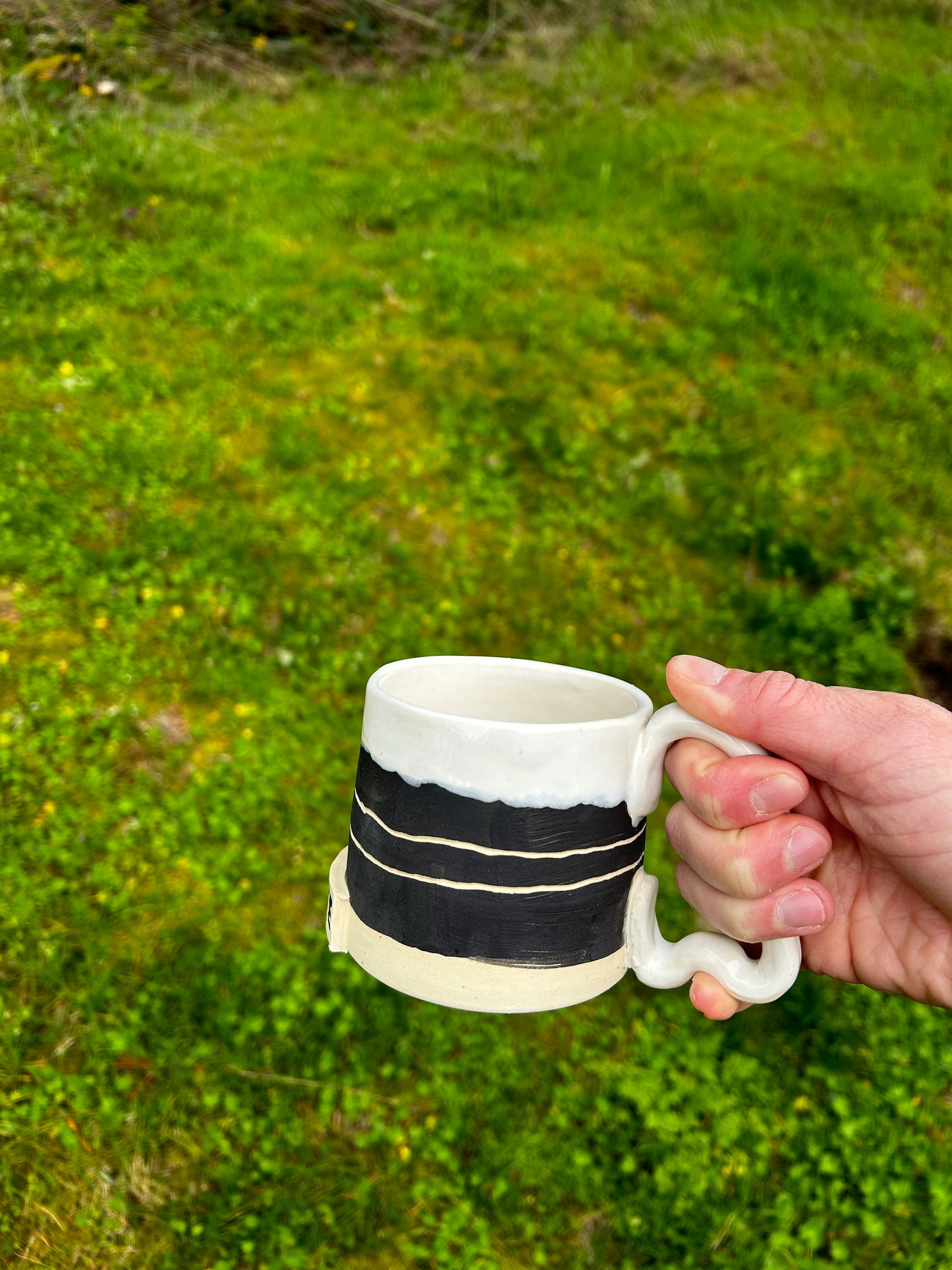 Wiener Dog Mug Black and White Ceramic Handmade Mug