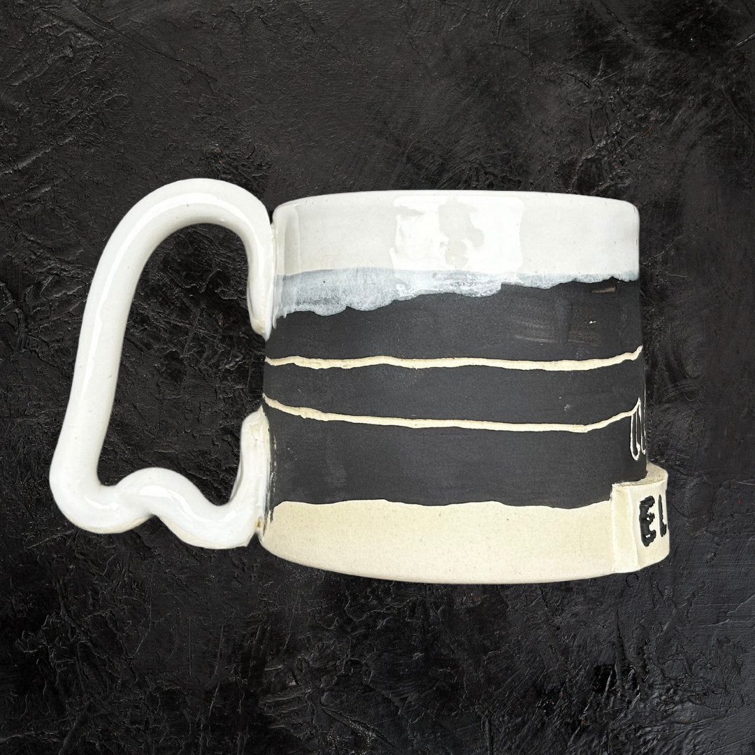 Wiener Dog Mug Black and White Ceramic Handmade Mug