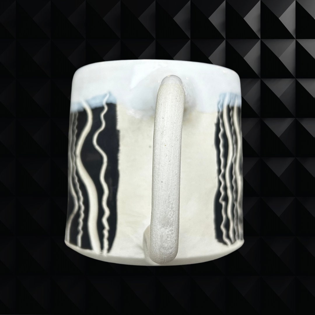 Handmade Ceramic Black and White Squiggle Mug