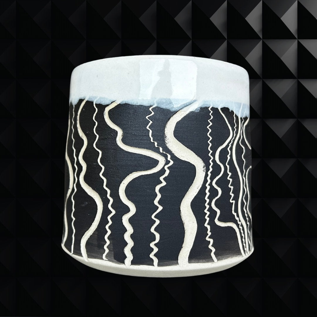 Handmade Ceramic Black and White Squiggle Mug