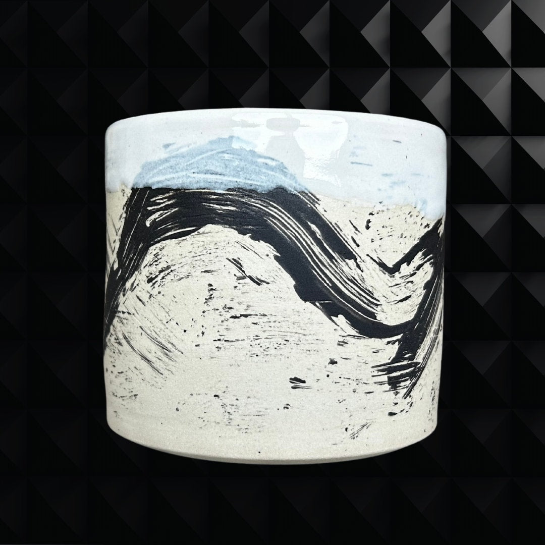 Handmade Ceramic Brush Stroke Black and White Mug