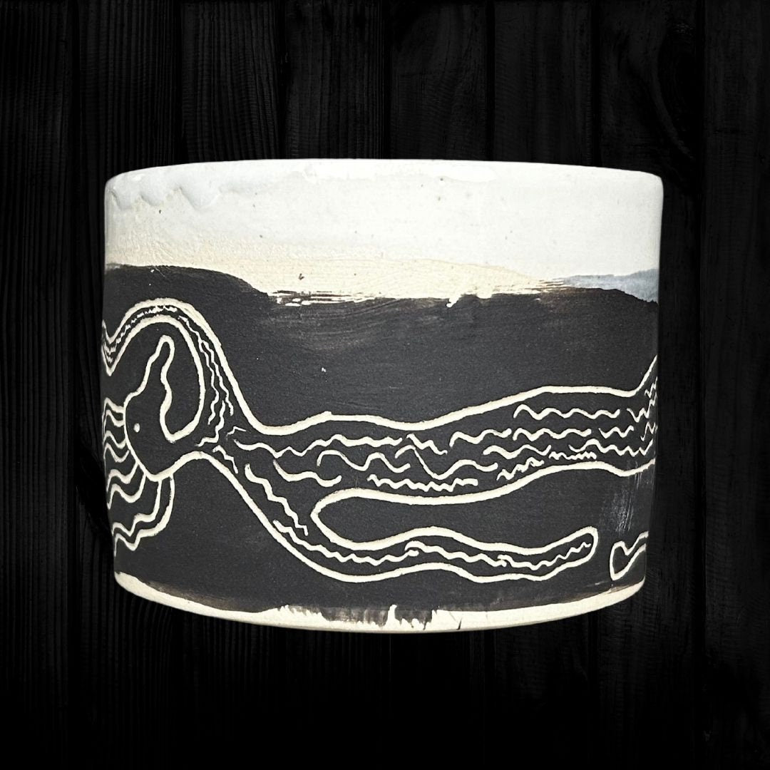 Abstract Animal Mug Handmade Black and White Ceramic Mug