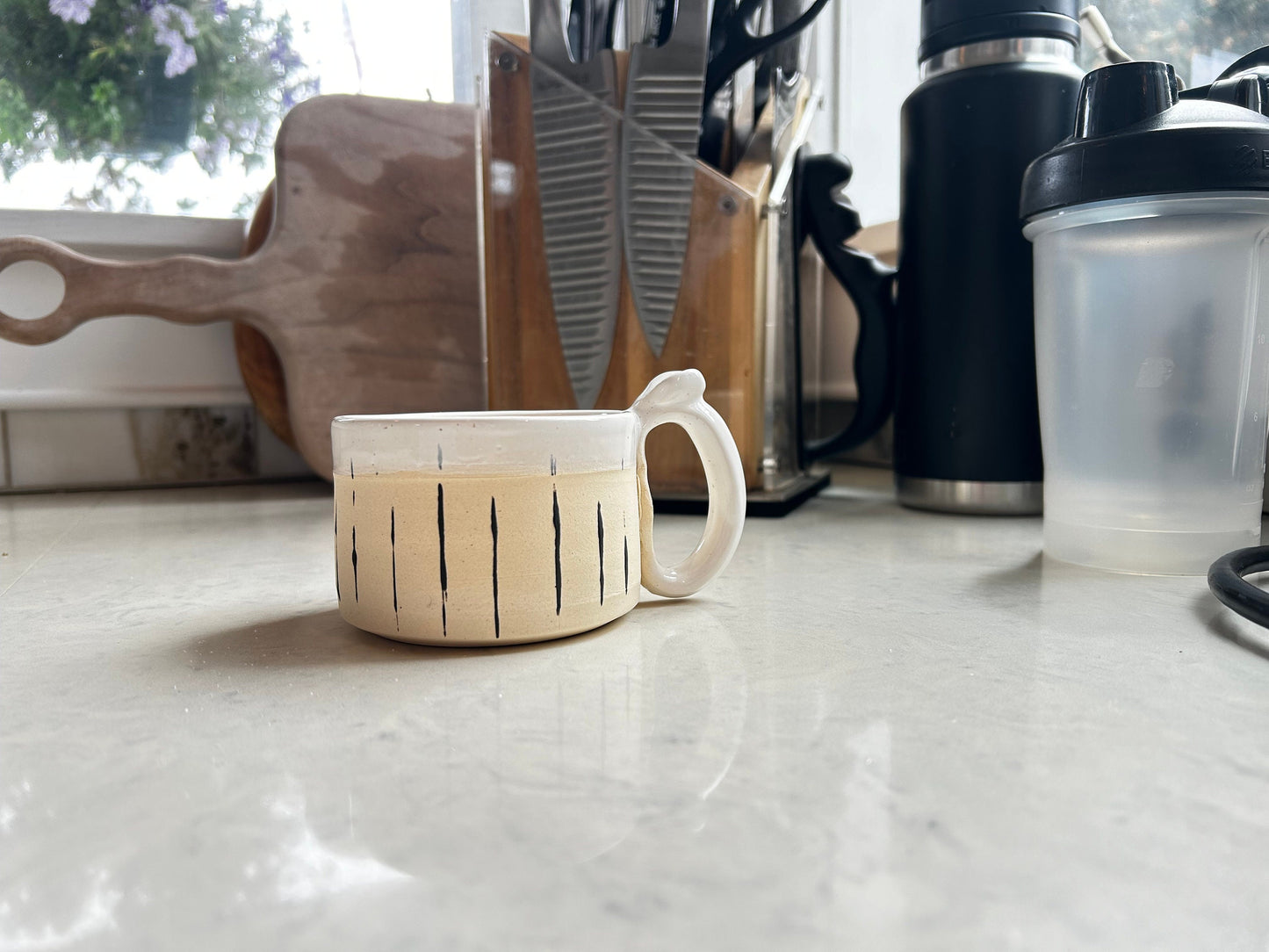 Modern Black and White Ceramic Mug Simplistic Design Functional Ceramic