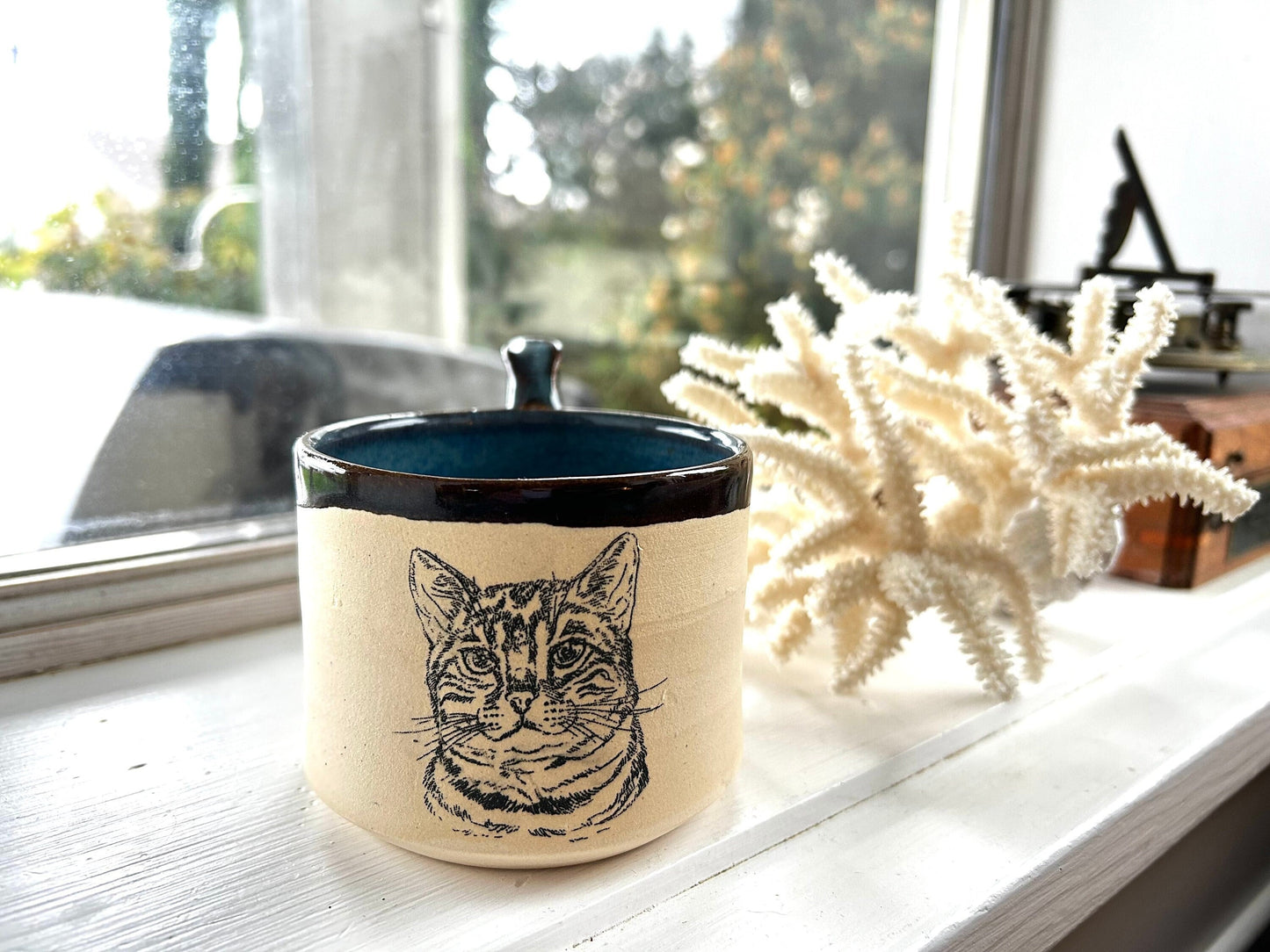 Ceramic Cat Mug Handmade Coffee Cup for Cat Lover